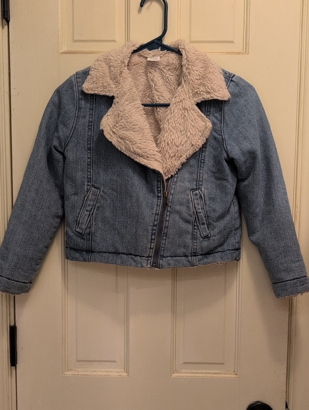 Crazy 8 Light Blue Denim Jacket with Cream Sherpa Collar